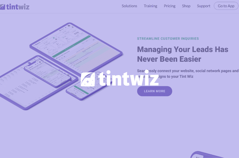 Tint Wiz app's Lead Capture feature screenshot for vehicle wrap business marketing